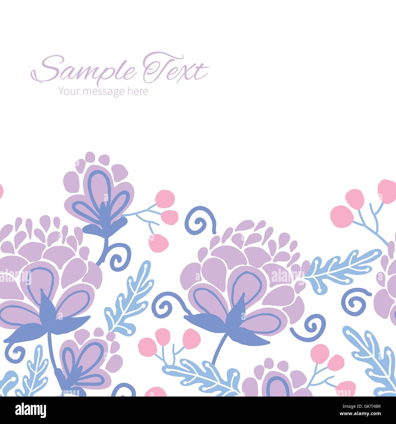 Vector soft purple flowers horizontal frame seamless pattern background ...