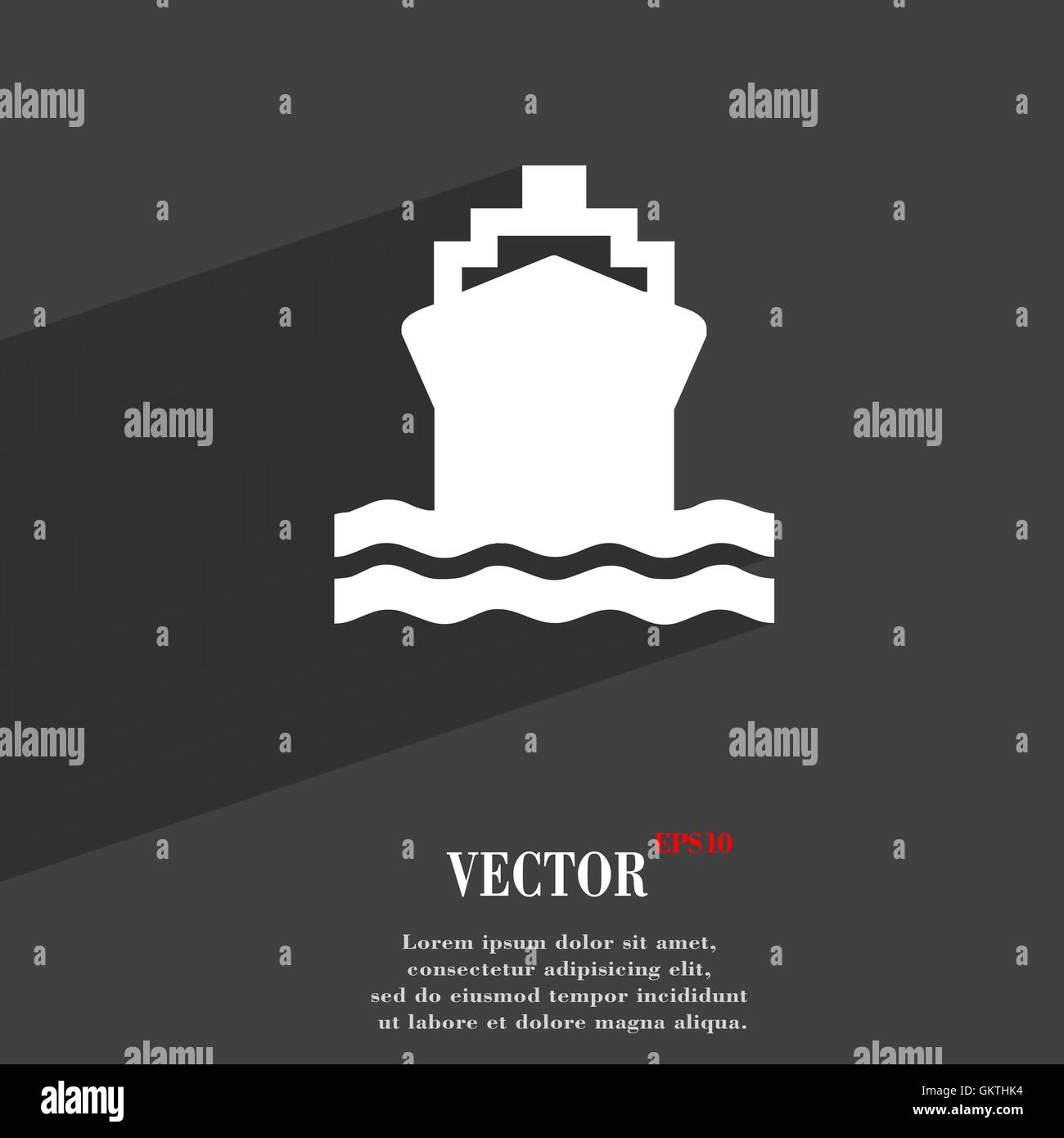 ship icon symbol Flat modern web design with long shadow and space for ...