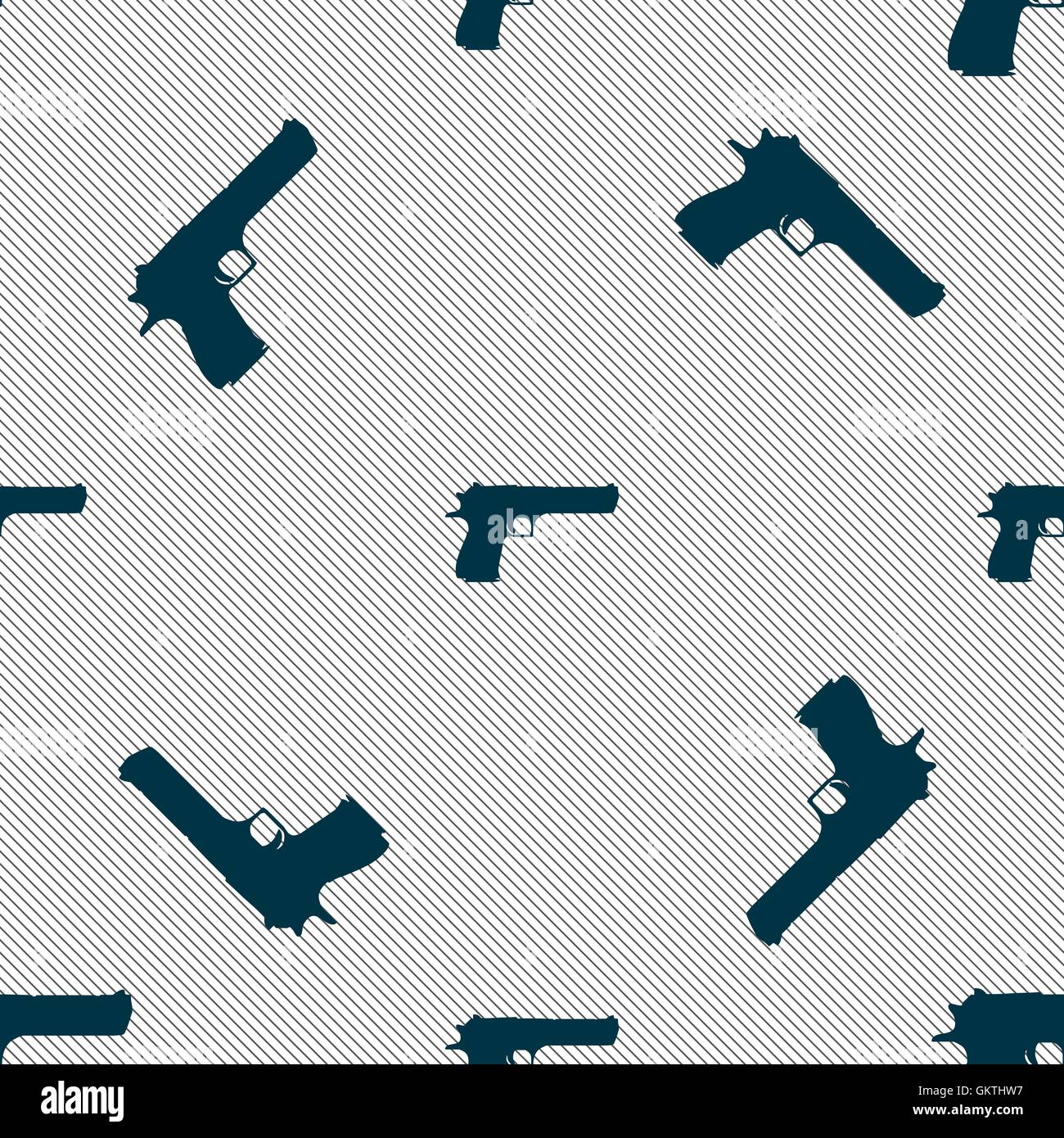 gun icon sign. Seamless pattern with geometric texture. Vector Stock ...