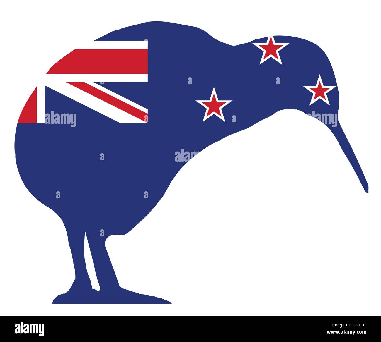 New Zealand Flag With Kiwi SIlhouette Stock Vector