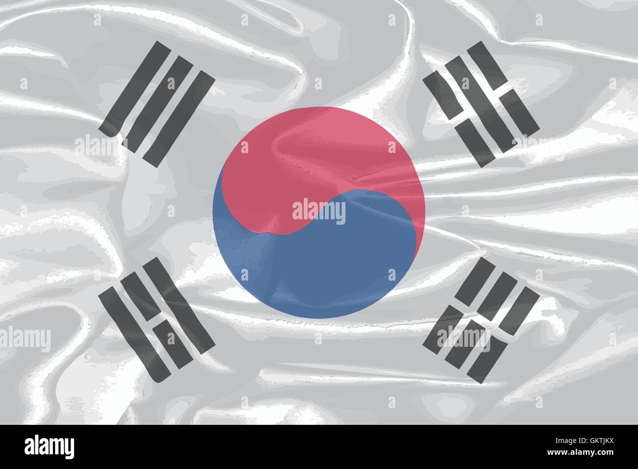 South Korean Silk Flag Stock Vector