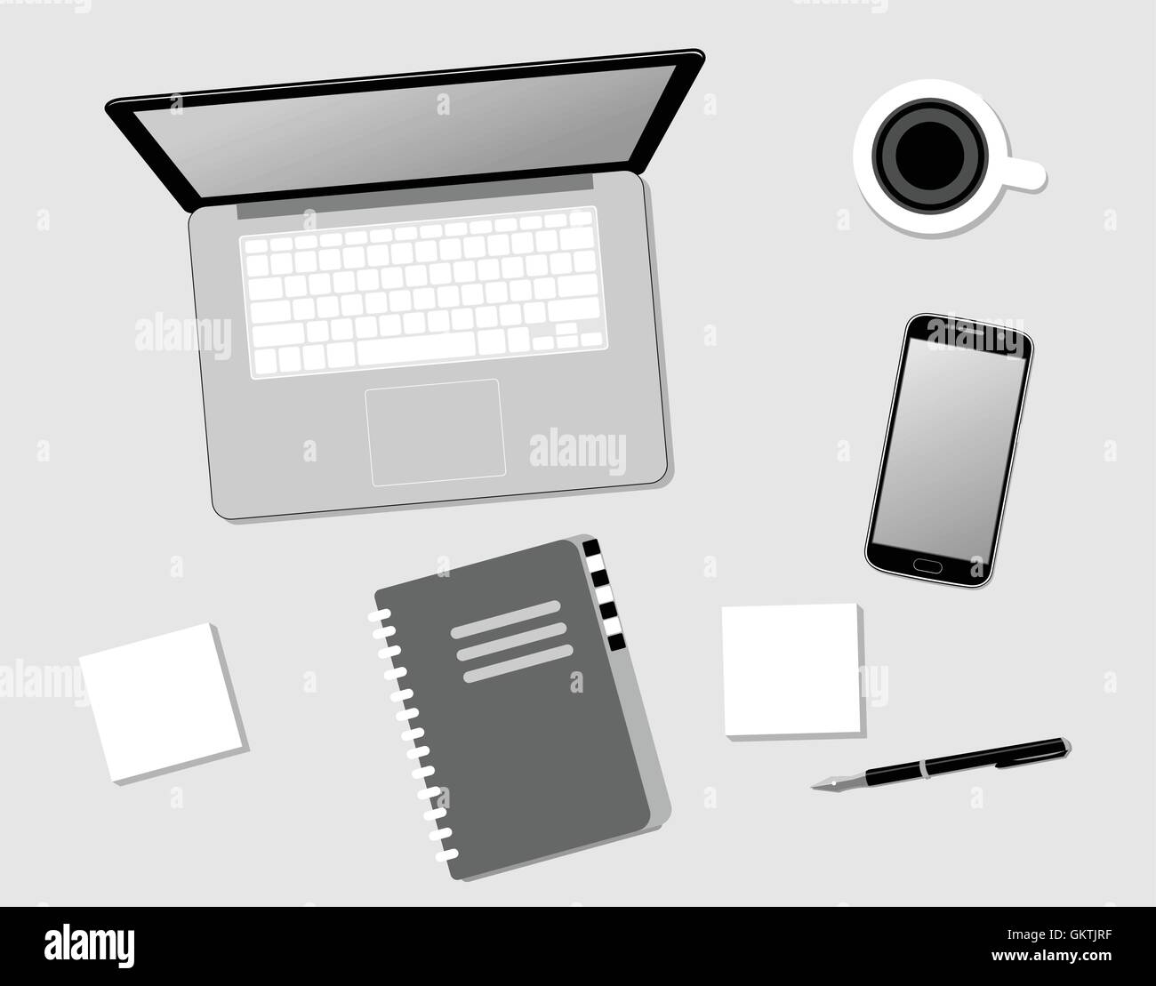Coffee work table mobile Stock Vector Images - Alamy
