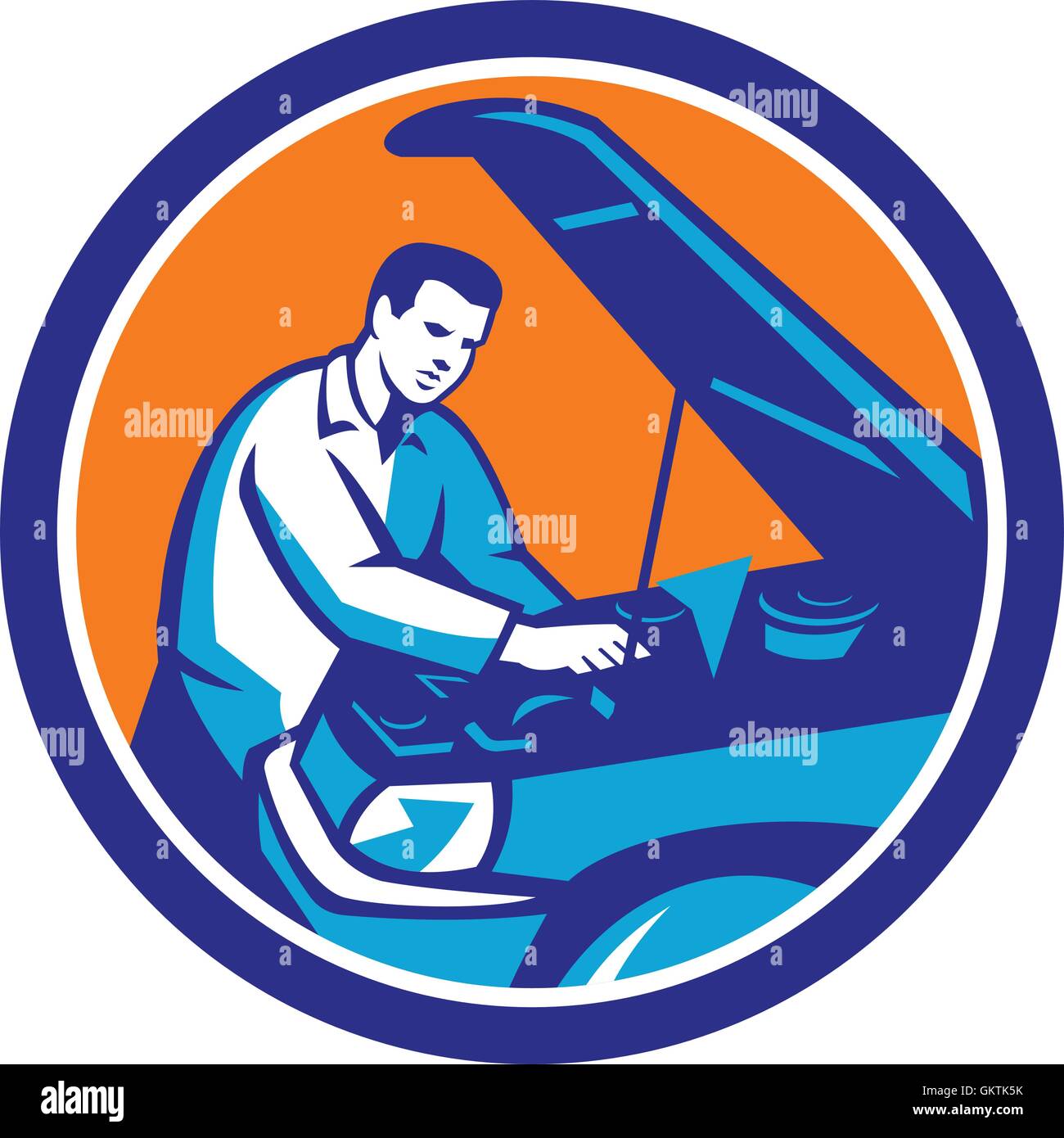 Auto Mechanic Car Repair Circle Retro Stock Vector Image \u0026 Art - Alamy, image size:1300x1390