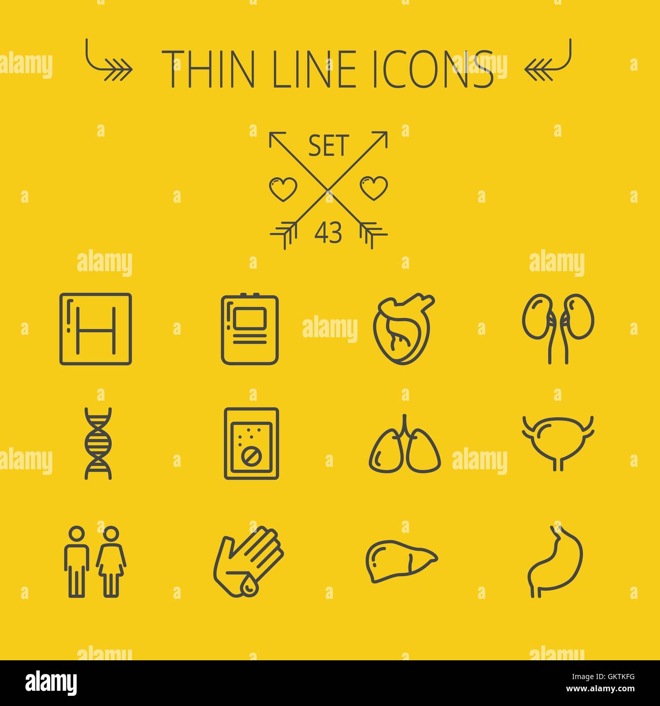 Medicine thin line icon set Stock Vector