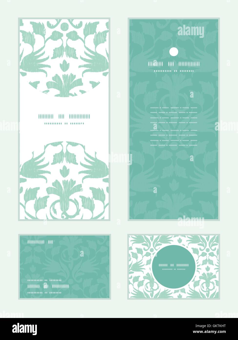 Vector abstract green ikat vertical frame pattern invitation gre Stock ...