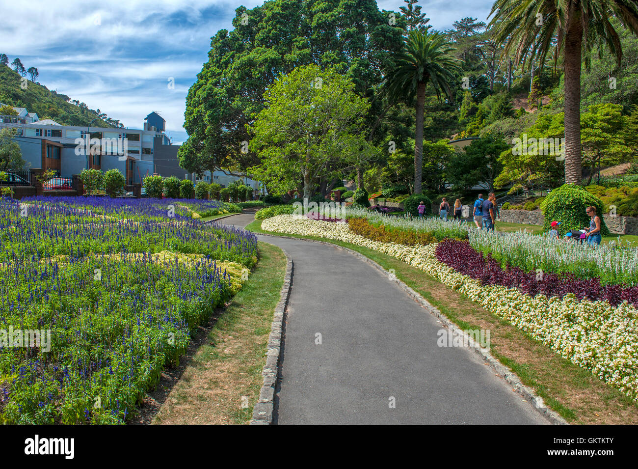 Wellington, New Zealand - March 2, 2016: People resting at Wellington Botanic Garden, the largest public park in town Stock Photo