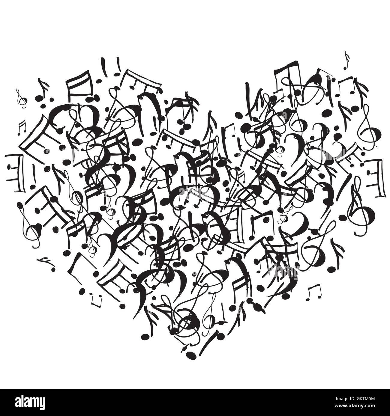 Heart shape symbol of notes. Vector illustration Stock Vector