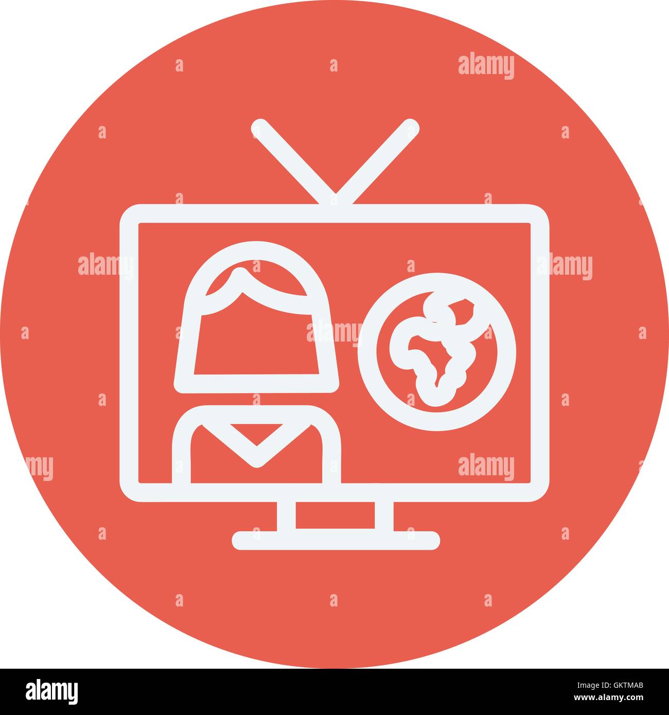 TV weather reporter thin line icon Stock Vector