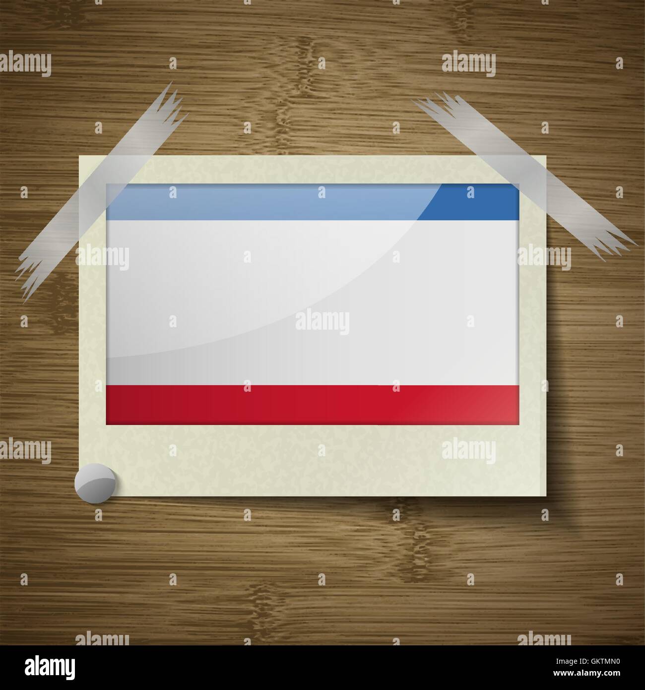 Flags Crimea at frame on wooden texture. Vector Stock Vector