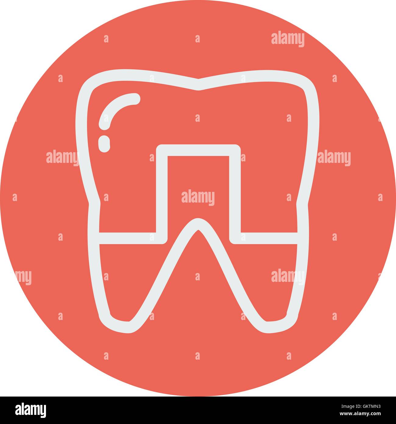 Crowned tooth thin line icon Stock Vector