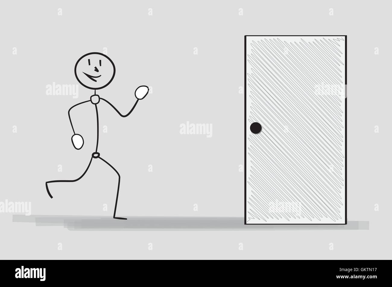 running man and door Stock Vector