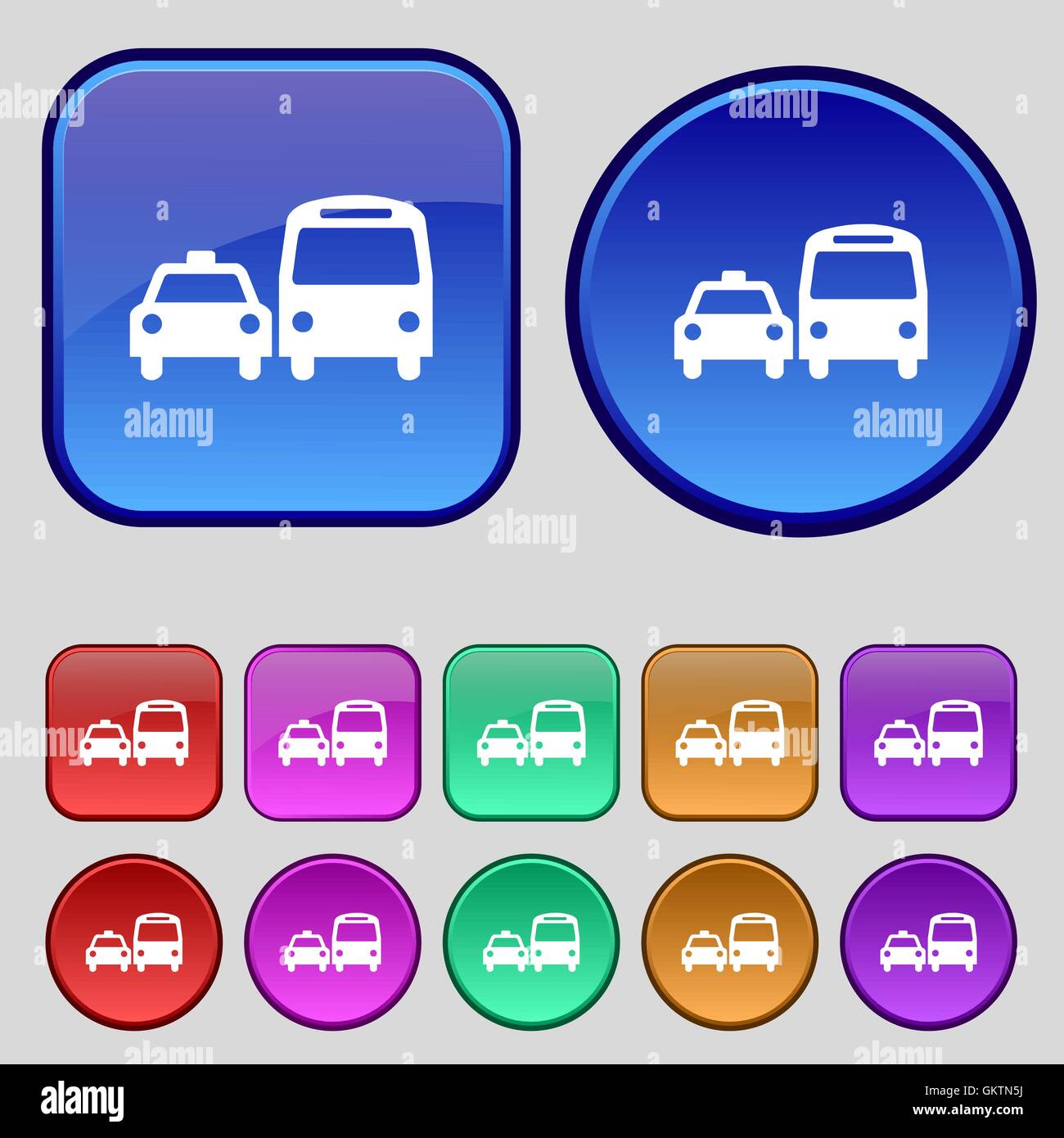 taxi icon sign. A set of twelve vintage buttons for your design. Vector ...