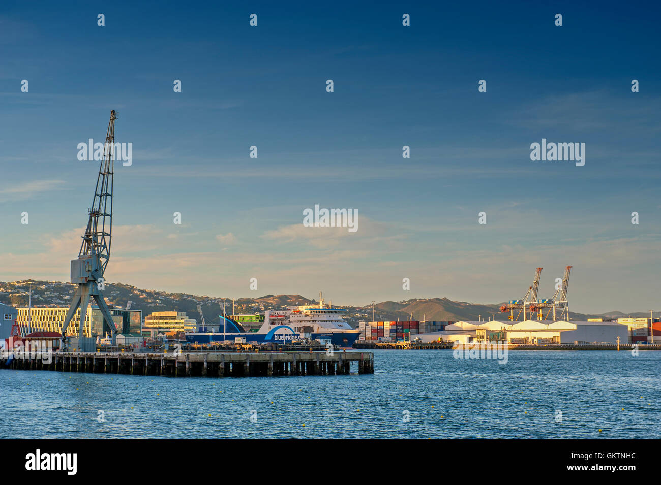 Wellington, New Zealand - March 3, 2016: Ferry pier at Wellington waterfront, north island of New Zealand Stock Photo