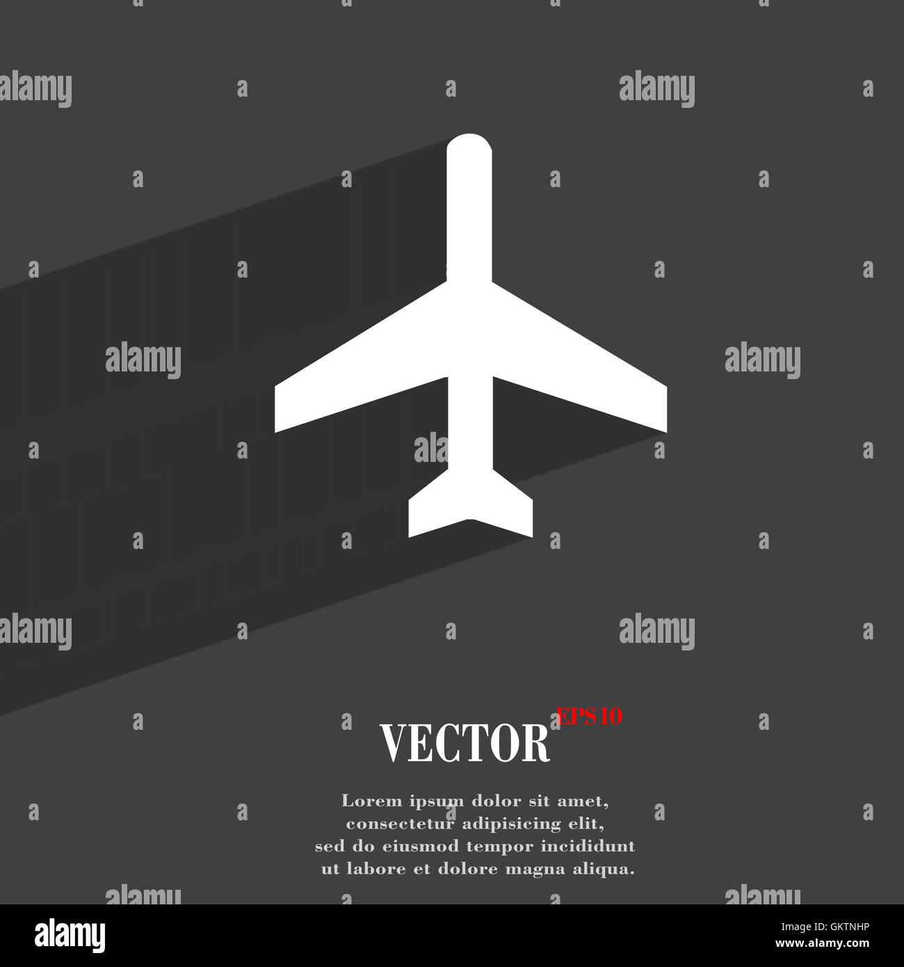 airplane icon symbol Flat modern web design with long shadow and space ...