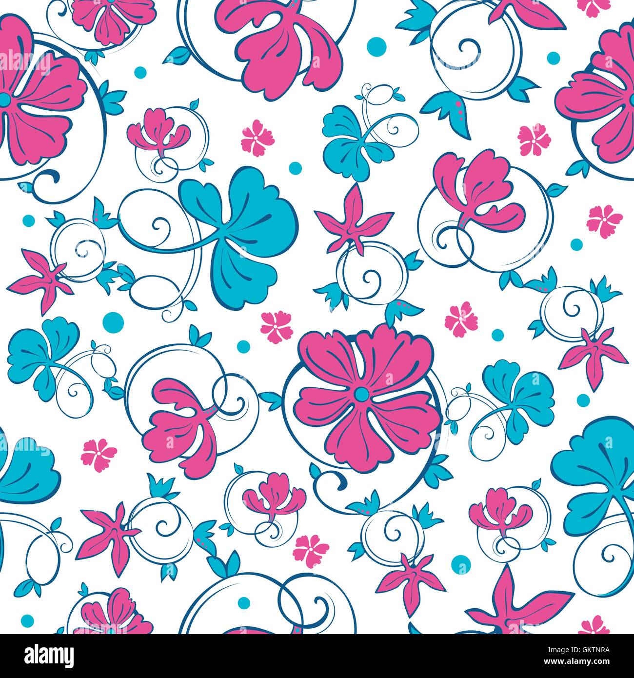 Vector Swirly Vibrant Flowers Seamless Pattern Stock Vector Image & Art ...