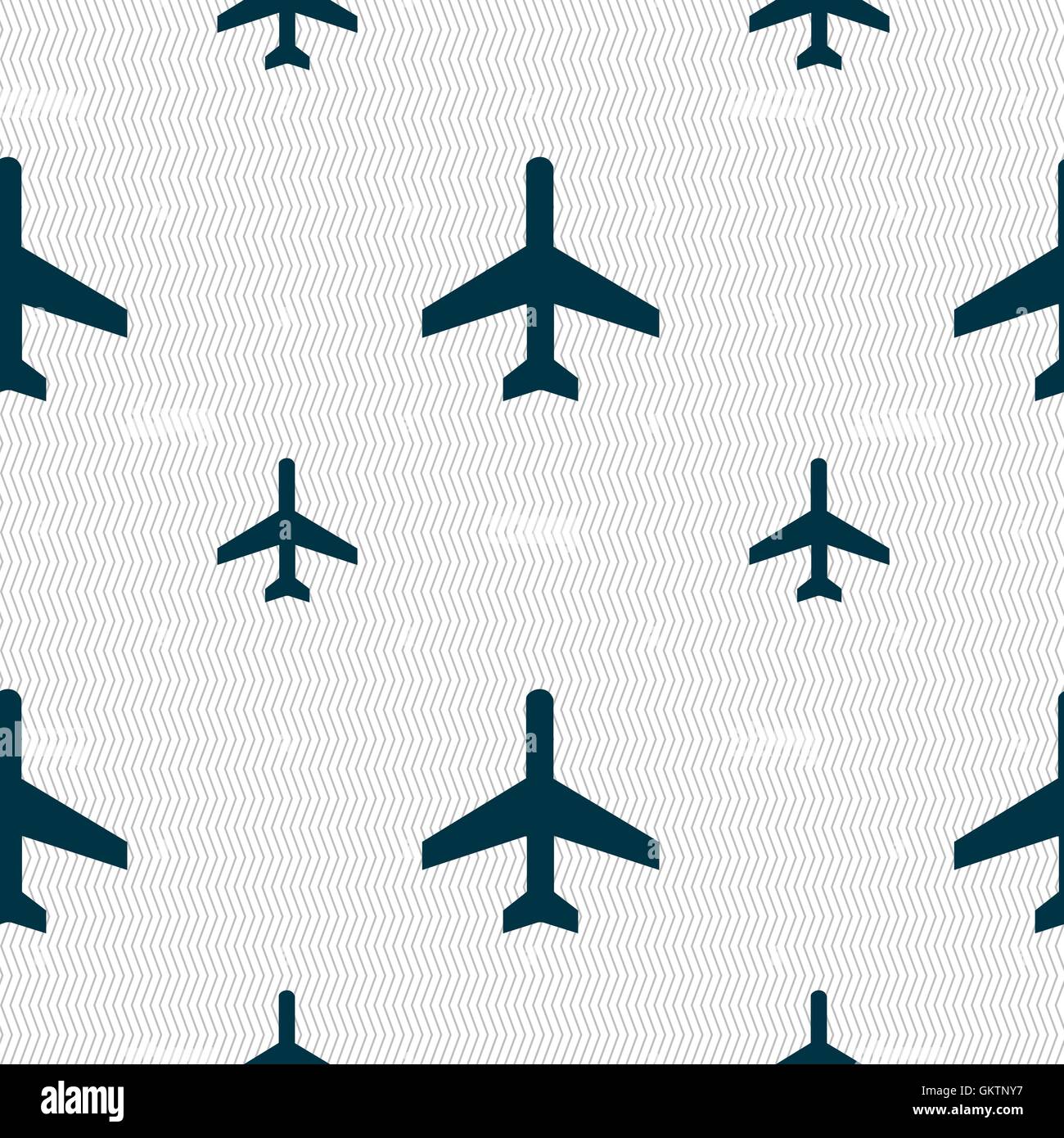 airplane icon sign. Seamless pattern with geometric texture. Vector ...