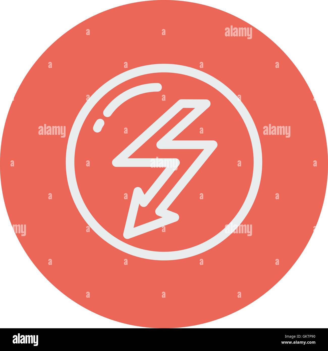 Bubble with lightning arrow thin line icon Stock Vector