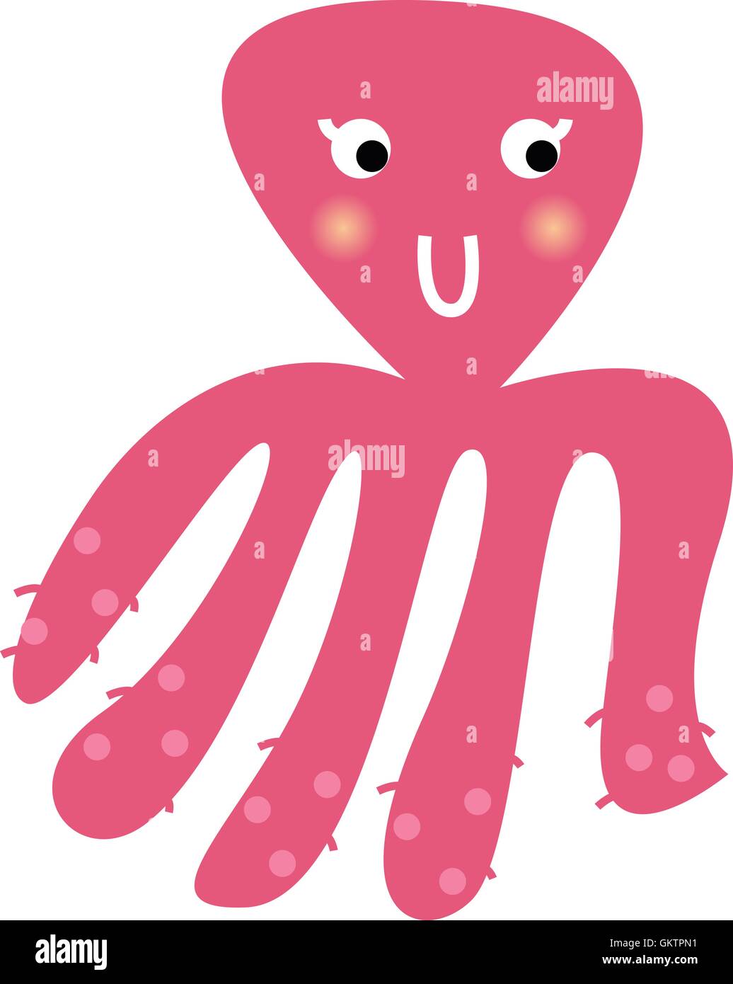 Cute beautiful pink Octopus isolated on white Stock Vector Image & Art