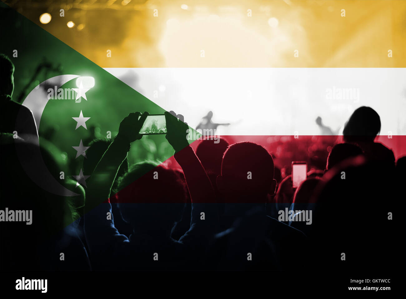 live music concert with blending Comoros flag on fans Stock Photo - Alamy