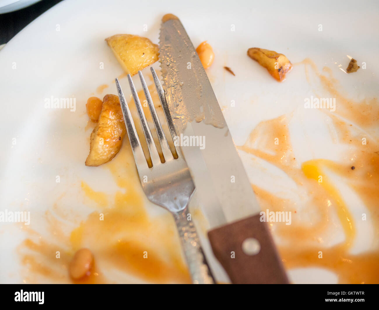 Finished eating plate knife fork hires stock photography and images