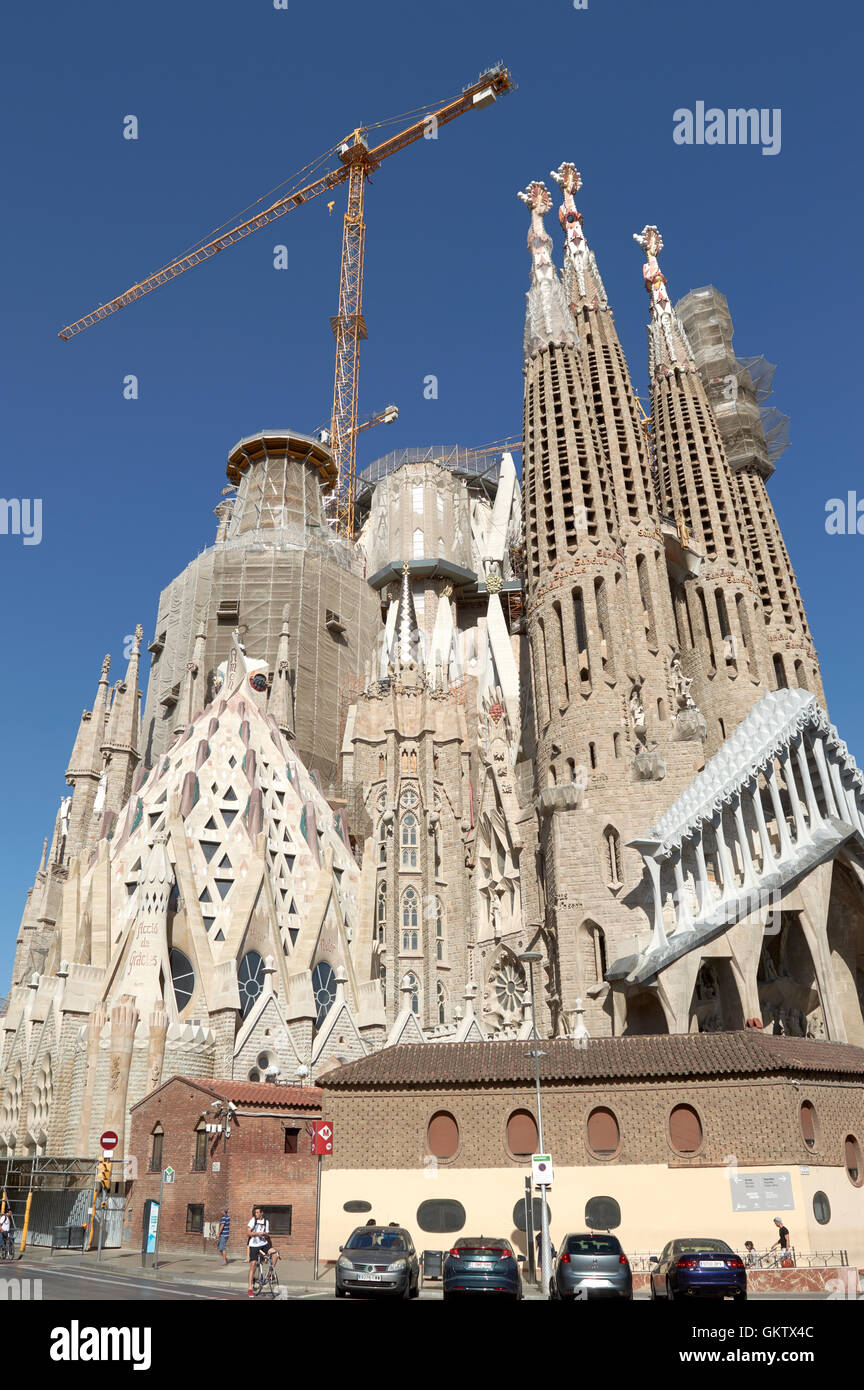 Antoni Gaudi's church / cathedral, (Sagrada Família), under construction, Barcelona, Spain. Stock Photo