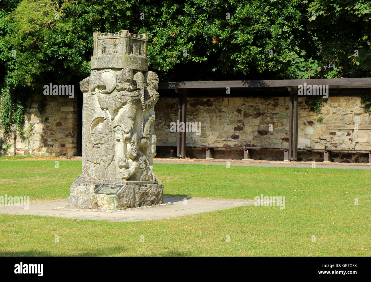 Stone sculpture in Christchurch priory gardens Stock Photo Alamy
