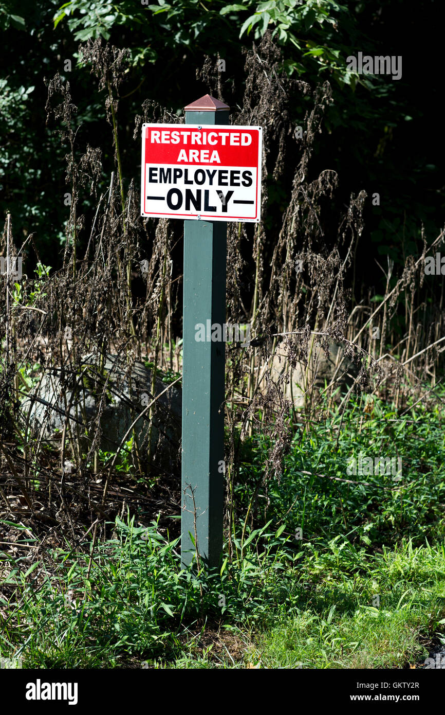 Sign Restricted Area Employees Only. Stock Photo