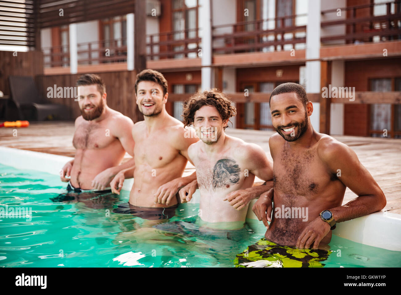 Naked Men Group Swim