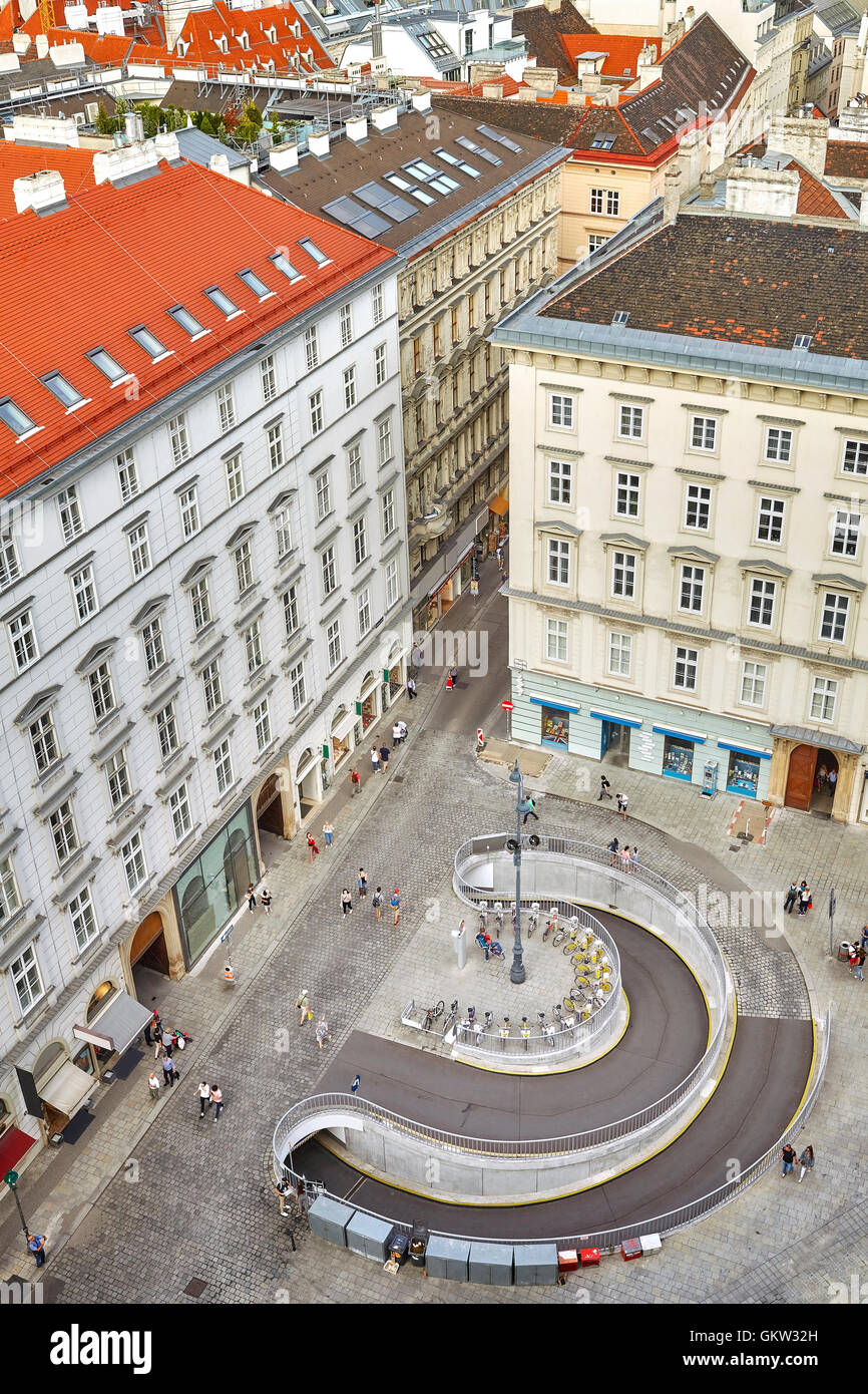 Aerial view of The Stephansplatz in Vienna, view from the north tower ...