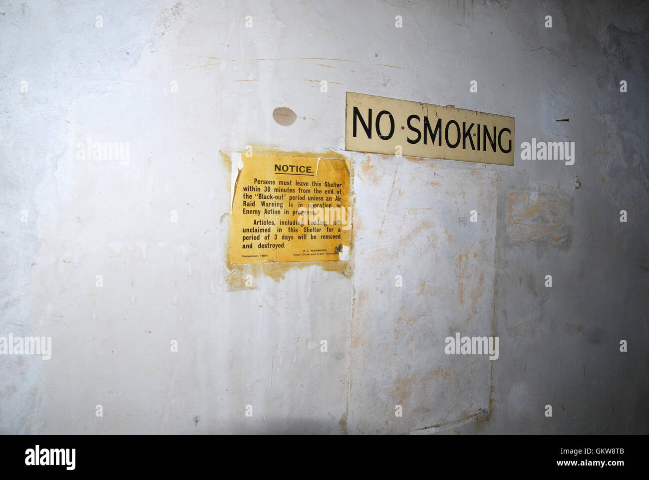 World war 2 air raid poster and no smoking sign number 3586 Stock Photo