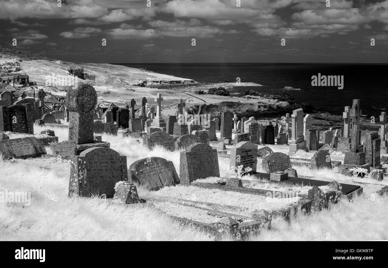 Barnoon Cemetery by the sea number 3608 Stock Photo