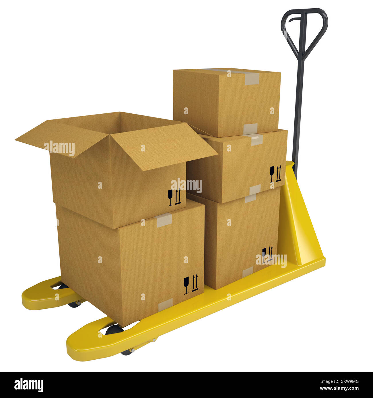 Pallet Truck with boxes Stock Photo Alamy