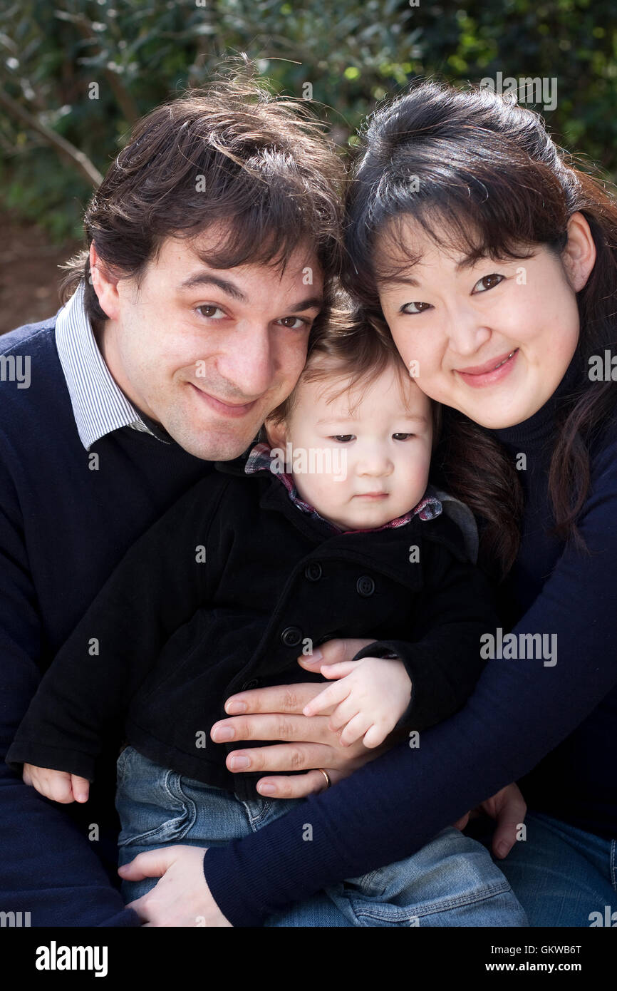 Mixed race asian caucasian family Stock Photo Alamy