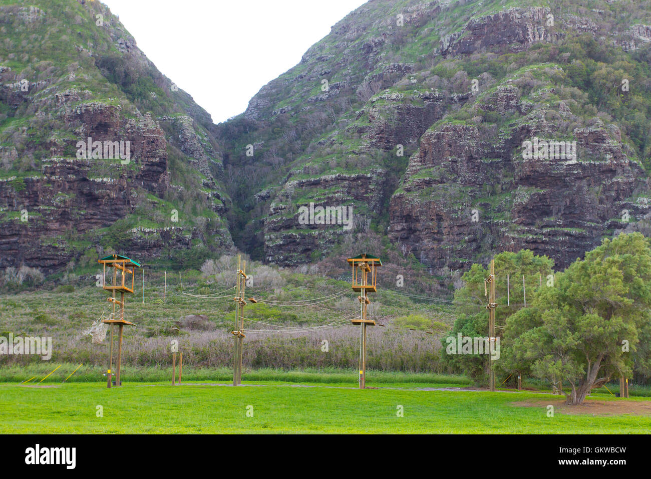 High Ropes Course Hawaii Stock Photo Alamy