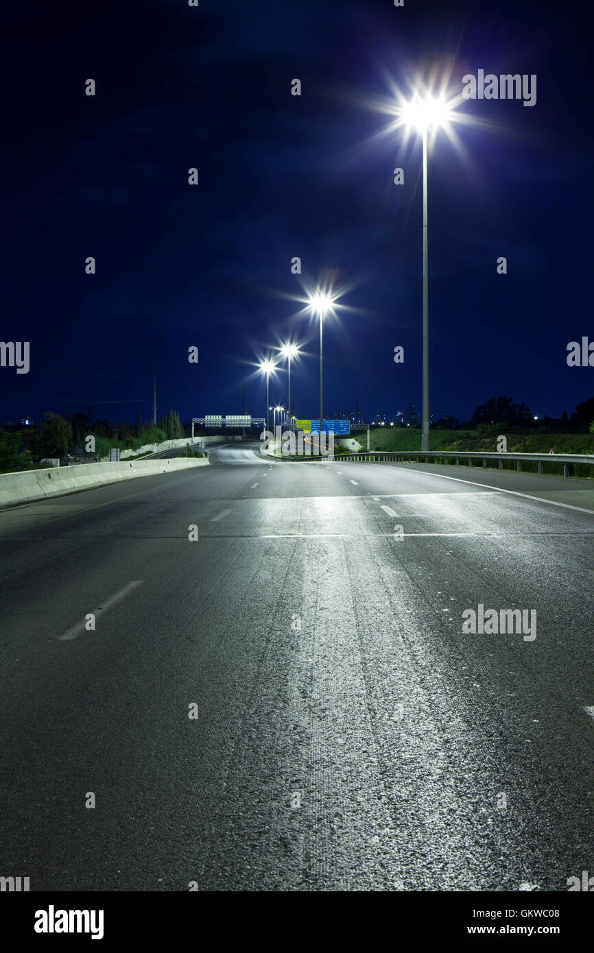 Highway at Night Stock Photo - Alamy