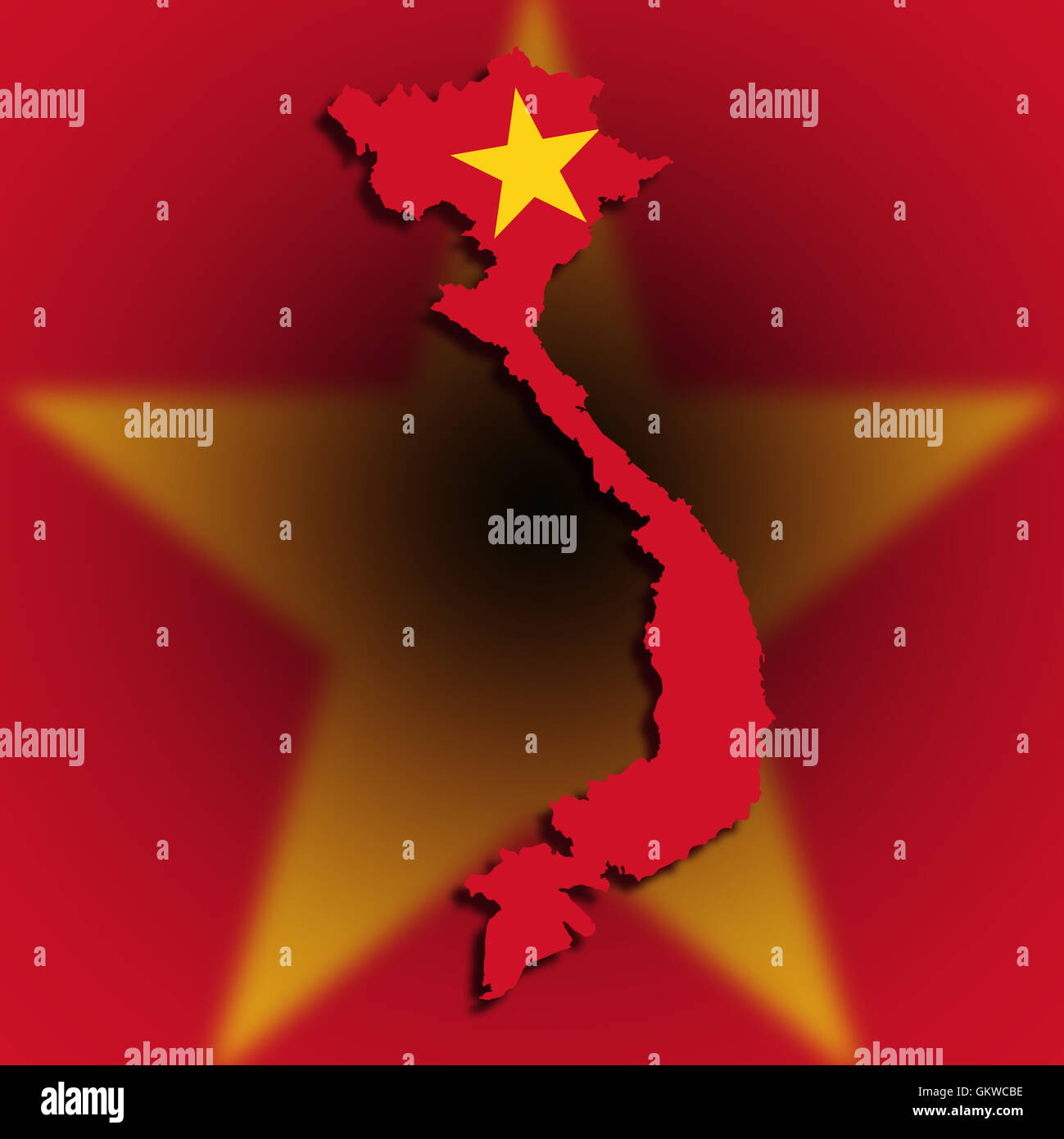 Map of Vietnam filled with flag Stock Photo - Alamy