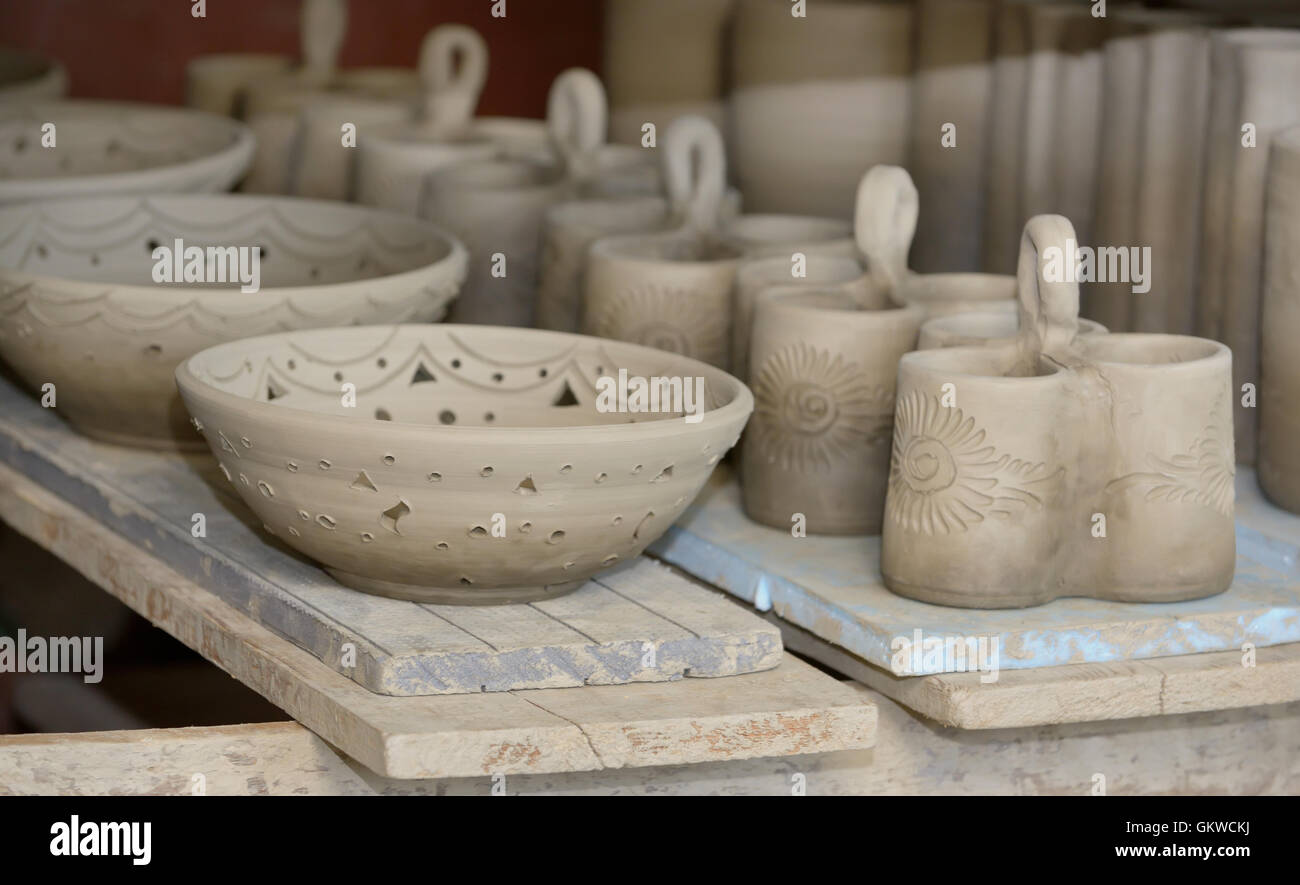 Clay pottery ceramics drying before being fire Stock Photo Alamy