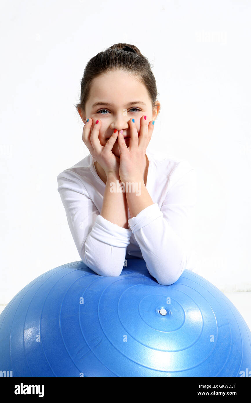 Portrait of little girl with a rubber ball Stock Photo Alamy