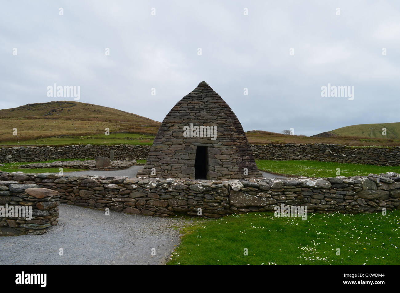 The Gallarus oratory found on the hills of Dingle Penninsula in Ireland. Stock Photo