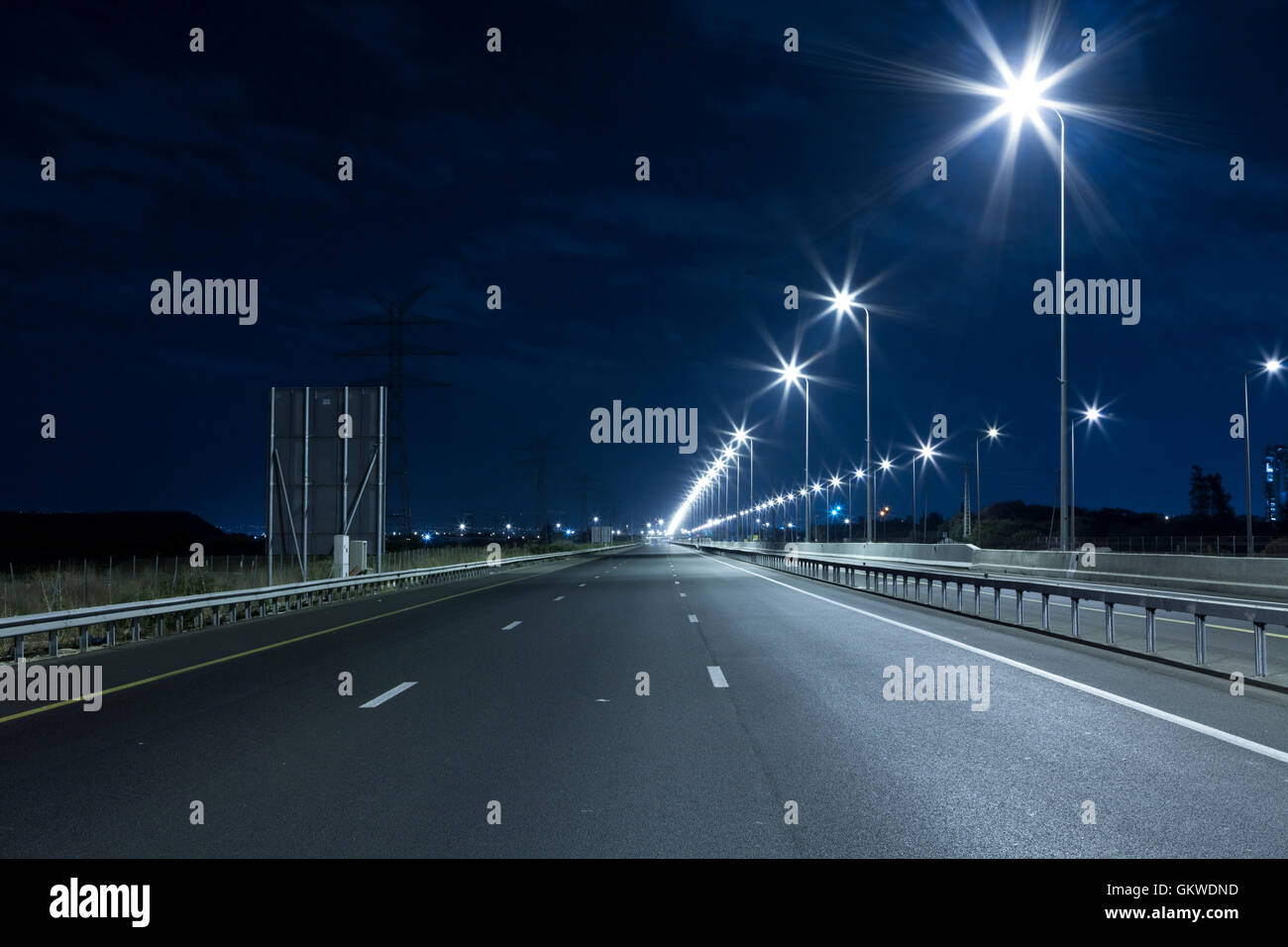 Highway at Night Stock Photo - Alamy