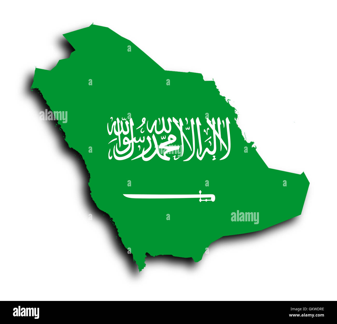 Saudi arabia map filled with flag Stock Photo