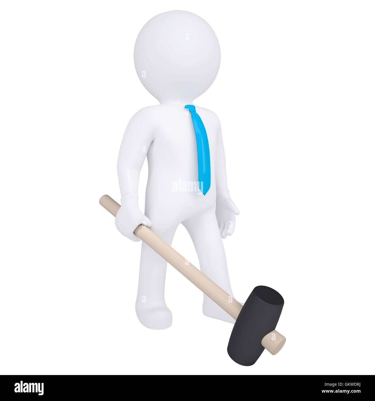 3d white man with a hammer Stock Photo - Alamy
