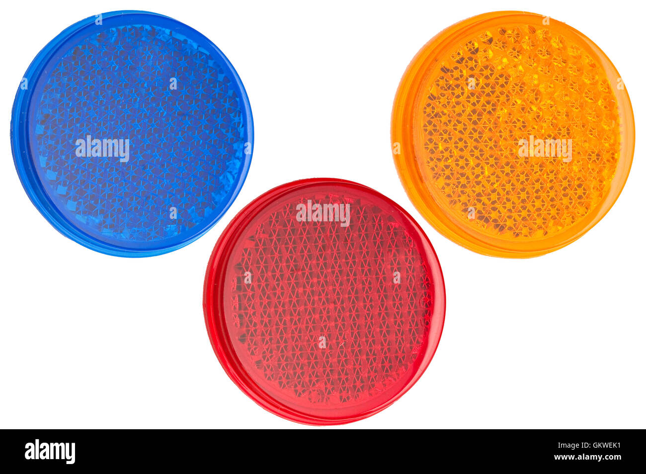 Three round reflectors isolated on white Stock Photo Alamy