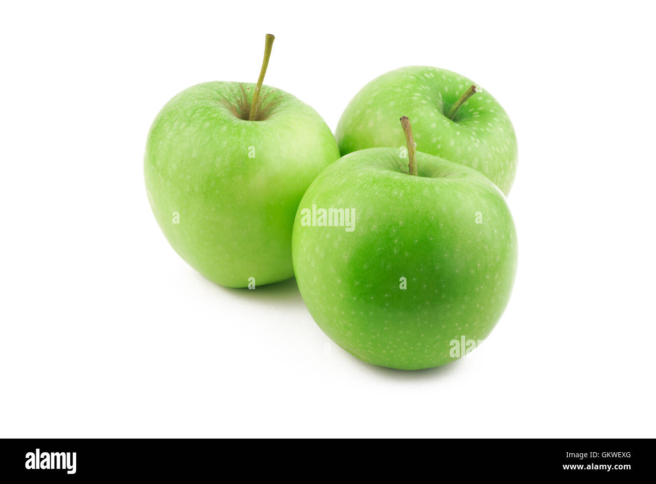 Three green apples Stock Photo