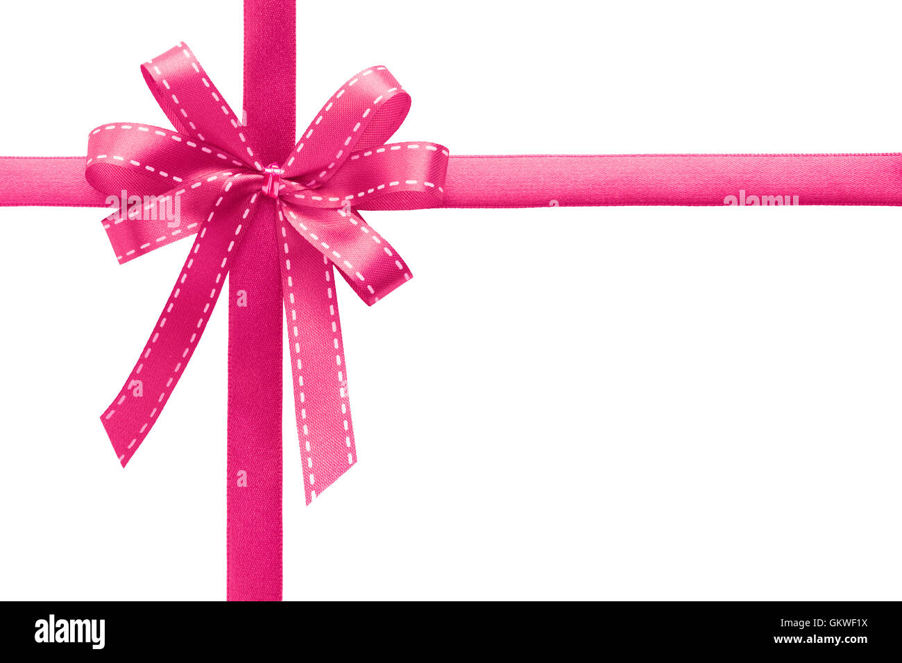 Shiny Pink satin ribbon on white background with copy space Stock Photo ...