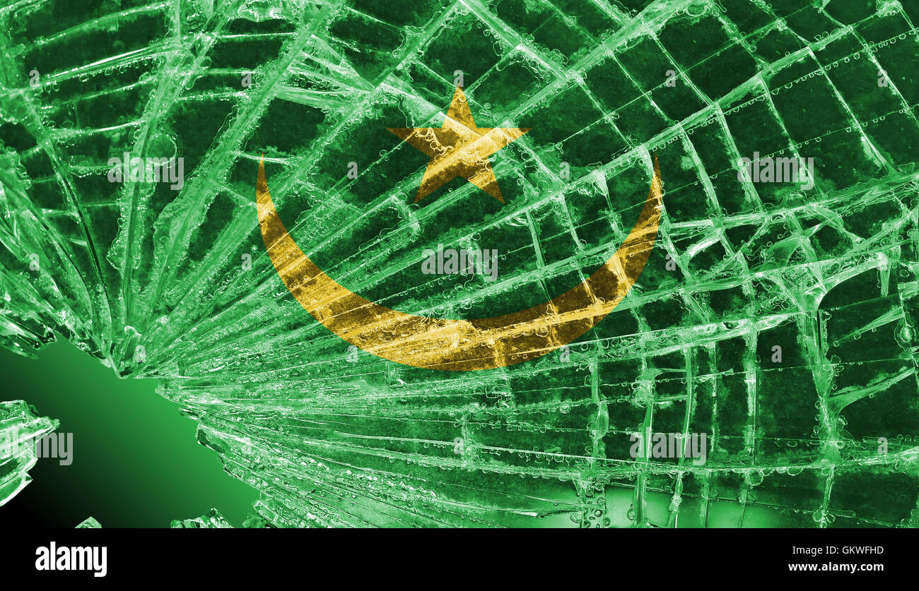 Broken glass or ice with a flag, Mauritania Stock Photo - Alamy