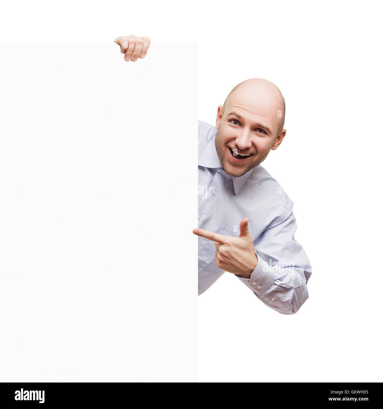 Man holding blank sign or placard Stock Photo