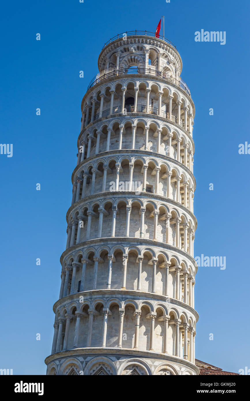 Leaning tower in Piazza dei Miracoli square of Pisa. Tuscany, Italy. Stock Photo