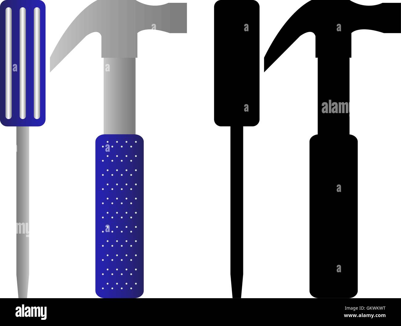 Hammer and Screwdriver Set Stock Vector