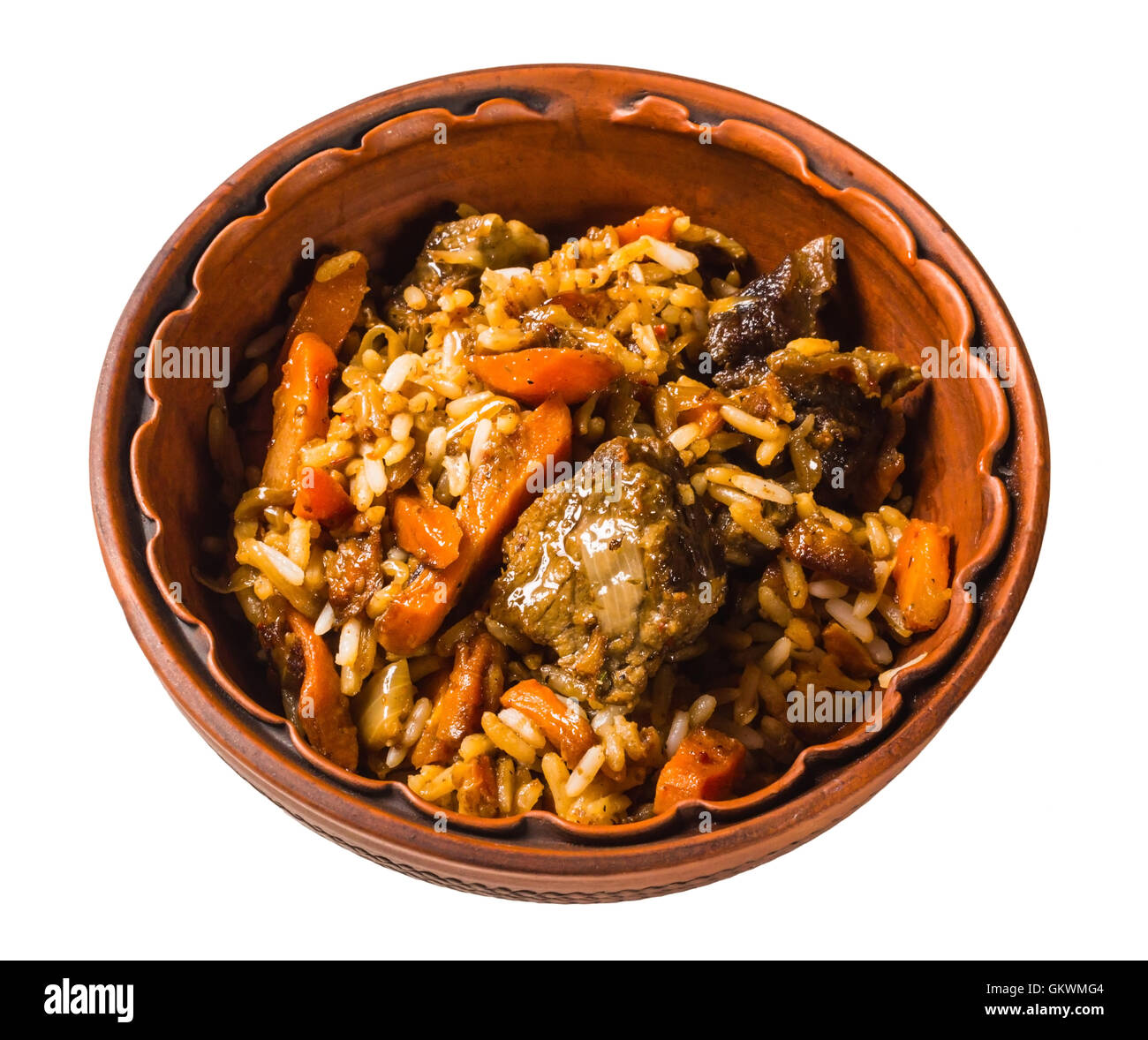 East pilaf in a ceramic cauldron Stock Photo Alamy